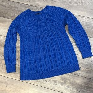 Lane Bryant Blue Cable Knit Sweater Soft Stretch EUC 14/16